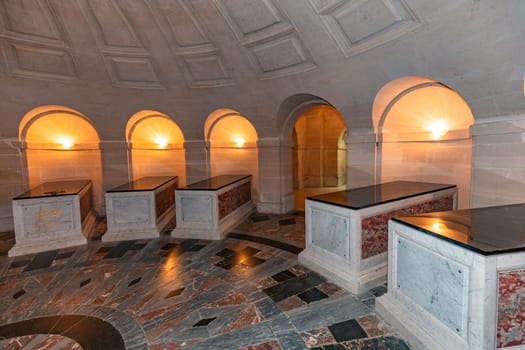 DREUX, FRANCE, MAY 15, 2024 : The Royal Chapel of Dreux, built in 19th century,  is the traditional gothic burial place of members of the House of Orleans. 