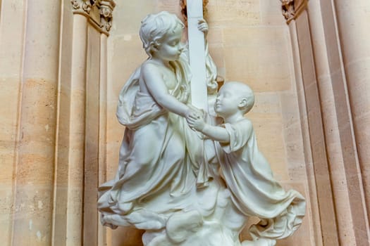 DREUX, FRANCE, MAY 15, 2024 : The Royal Chapel of Dreux, built in 19th century,  is the traditional gothic burial place of members of the House of Orleans. 