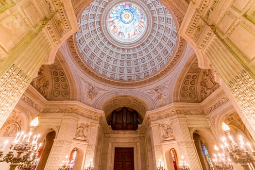 DREUX, FRANCE, MAY 15, 2024 : The Royal Chapel of Dreux, built in 19th century,  is the traditional gothic burial place of members of the House of Orleans. 