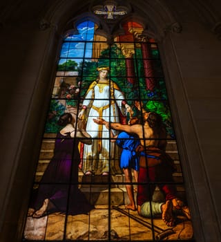 DREUX, FRANCE, MAY 15, 2024 : The Royal Chapel of Dreux, built in 19th century,  is the traditional gothic burial place of members of the House of Orleans. 