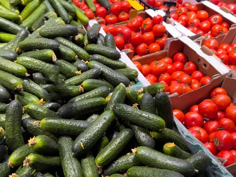 A close up of many different fruits and vegetables. High quality photo