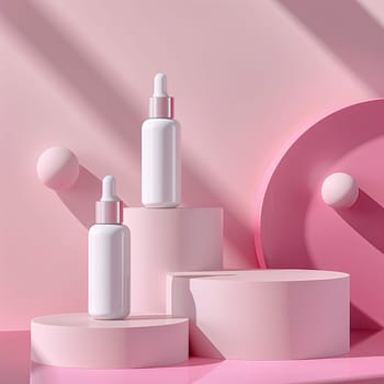 Mockup cosmetic product set. Pink background.