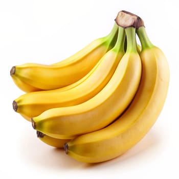 Bunch of bananas isolated on white background. Ai generated image