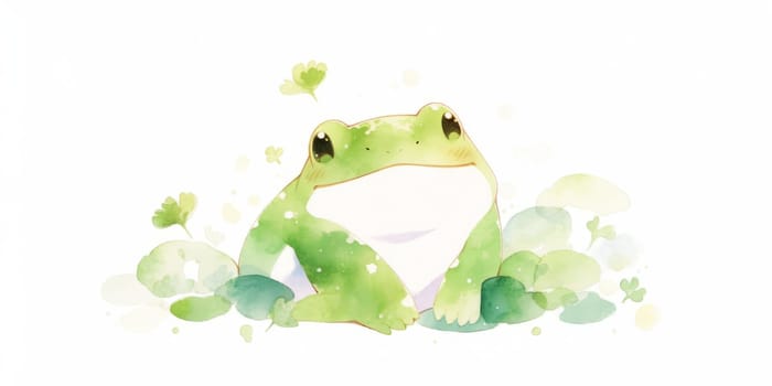 Cute frog hand drawn watercolor illustration