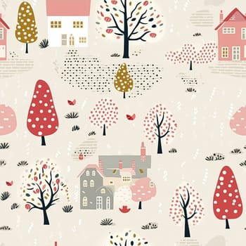 Seamless pattern, tileable autumnal pink country cottage print for wallpaper, wrapping paper, scrapbook, fabric and product design inspiration