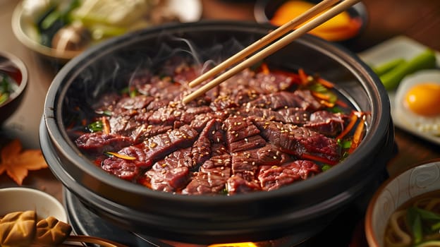 A dish of braised beef and vegetable medley cooked with chopsticks, a flavorful recipe highlighting fresh produce and traditional cuisine