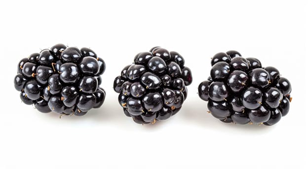 Beautiful blackberries isolated on white background, fresh blackberry farm market product