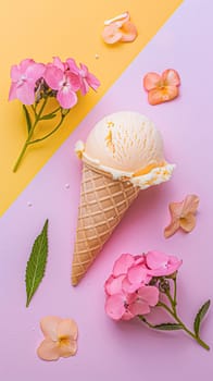 Ice cream colourful summer treat, sweet dessert in summertime, holiday food idea