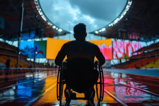 A basketball player sitting on wheelchair.