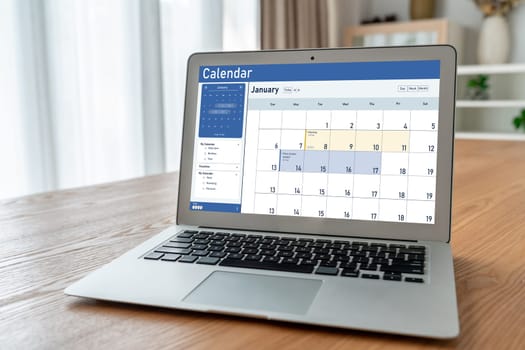 Calendar on computer software application for schedule planning for personal organizer and online business snugly