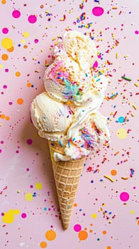 Ice cream colourful summer treat, sweet dessert in summertime, holiday food idea