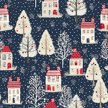 Seamless pattern, tileable Christmas holiday night country snow dots print, English countryside cottage for wallpaper, wrapping paper, scrapbook, fabric and product design idea