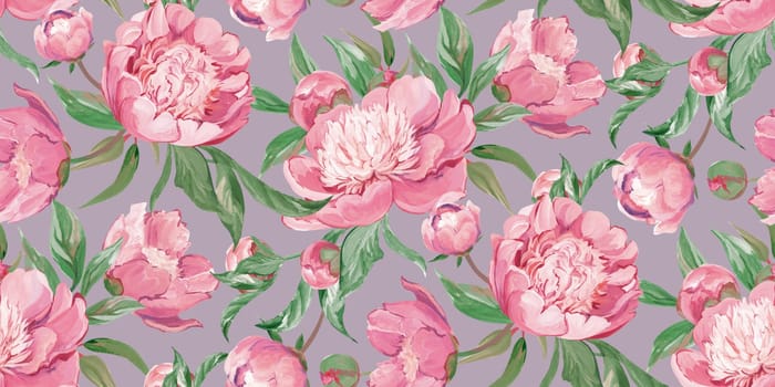 Spring seamless pattern with rose flowers and sakura blossoms for delicate home design