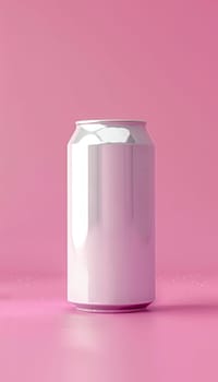 A simple, clean-lined white beverage can stands out against a vibrant pink background, creating a striking and visually appealing product shot