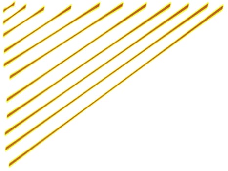 Yellow gold lines diagonal halfway on white background . High quality illustration