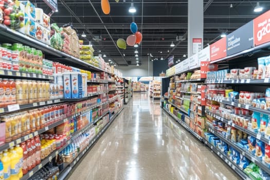Supermarket or Grocery with product on shelf. retail store.