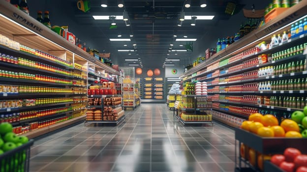 Supermarket or Grocery with product on shelf. retail store.