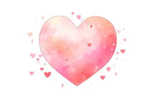 Kawaii heart hand drawn watercolor illustration