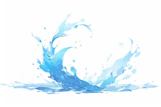 Water splash hand painted watercolor illustration