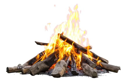 Bonfire Isolated on White Background Concept Outdoor Campfire Illustration.