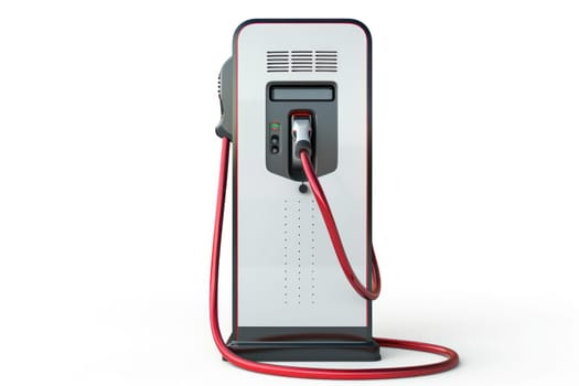 Electric Car Charging Station Isolated on White Background Concept Clean Energy Technology.