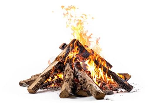 Bonfire Isolated on White Background Concept Outdoor Campfire Illustration.