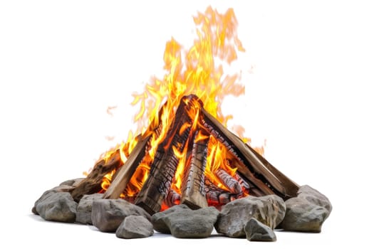 Bonfire Isolated on White Background Concept Outdoor Campfire Illustration.
