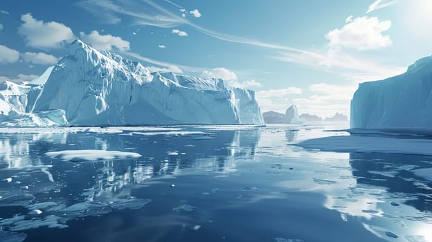 A massive iceberg floating in the frigid Arctic waters, showcasing its impressive size and texture.