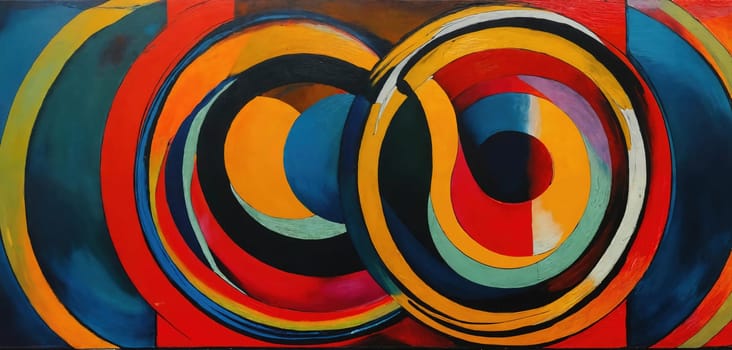 Abstract painting with circles. Oil. Generative AI. High quality photo