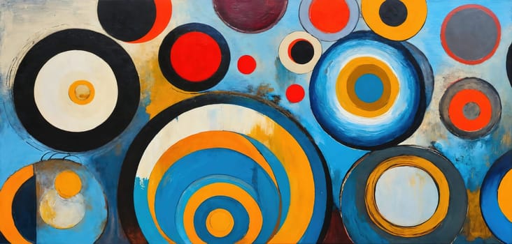 Abstract painting with circles. Oil. Generative AI. High quality photo