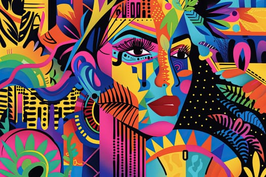 Colorful Digital Artwork Featuring Cultural Elements and Motifs Promoting Inclusion and Diversity Concept Vibrant Cultural Expression.