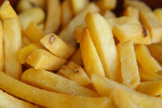 detail shot of French Fries on table .