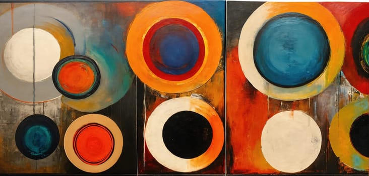 Abstract painting with circles. Oil. Generative AI. High quality photo