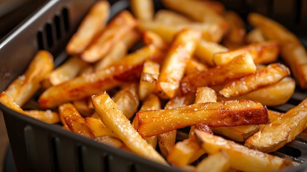 French fries, a popular fast food staple, are being prepared in an air fryer instead of deep frying. This healthier cooking method is a gamechanger for this classic dish
