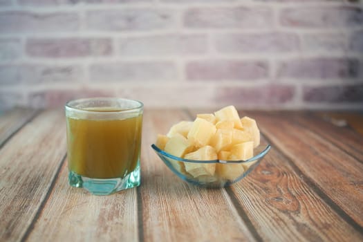 Sugarcane juice on a table .