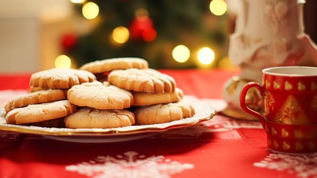 Christmas biscuits, holiday biscuit recipe and home baking, sweet dessert for cosy winter English country tea in the cottage, homemade food and cooking idea