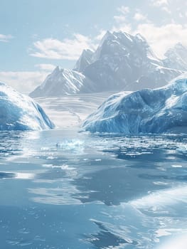 A large iceberg floating in the frigid Arctic waters, showcasing its imposing presence against the icy backdrop.