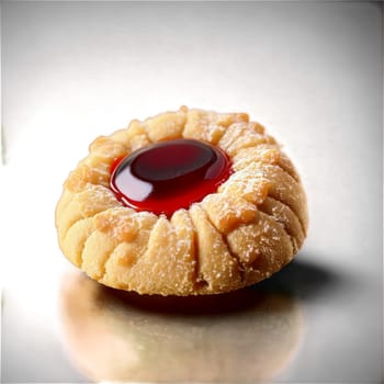 Pechene Korobochka jam filled thumbprint cookies jam oozing Food and Culinary concept. Food isolated on transparent background.