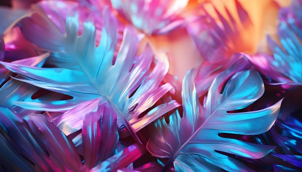 This close-up photo showcases a stunning array of purple and blue feathers, creating a mesmerizing display of colors and textures. Each feather is unique in its intricate patterns and shades, coming together to form a beautiful and captivating composition.