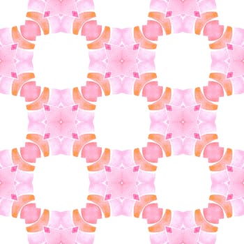 Hand drawn tropical seamless border. Orange delightful boho chic summer design. Textile ready worthy print, swimwear fabric, wallpaper, wrapping. Tropical seamless pattern.