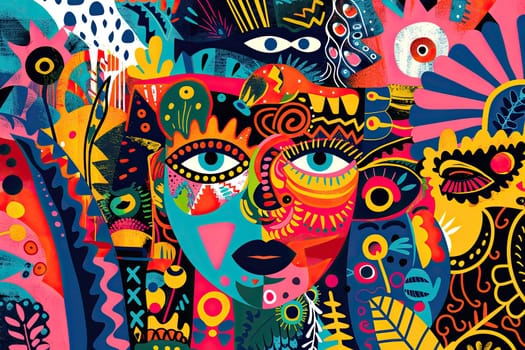 Colorful Digital Artwork Featuring Cultural Elements and Motifs Promoting Inclusion and Diversity Concept Vibrant Cultural Expression.