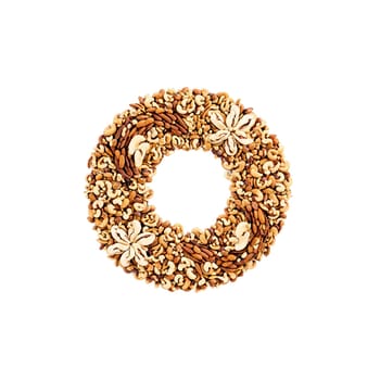 Sweet and salty nut mix mandala suspended caramelized and salted nuts Food and culinary concept. Food isolated on transparent background.