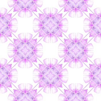 Textile ready incredible print, swimwear fabric, wallpaper, wrapping. Purple authentic boho chic summer design. Repeating striped hand drawn border. Striped hand drawn design.