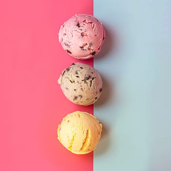 Ice cream colourful summer treat, sweet dessert in summertime, holiday food idea