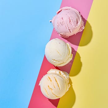 Ice cream colourful summer treat, sweet dessert in summertime, holiday food idea