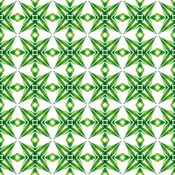 Hand painted tiled watercolor border. Green original boho chic summer design. Tiled watercolor background. Textile ready exquisite print, swimwear fabric, wallpaper, wrapping.