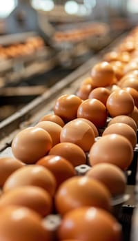 A carton filled with rows of golden brown eggs, arranged neatly in a rustic wooden crate