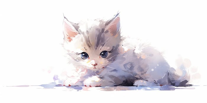 Cute cat hand drawn watercolor illustration
