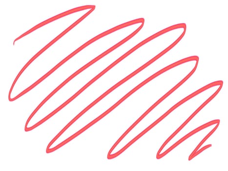 Red brush stroke zig zag across white background . High quality illustration