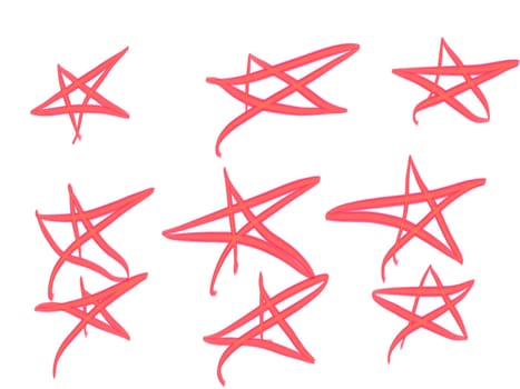 Red stars on white background three rows . High quality illustration